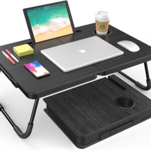 BUYIFY Draagbare Opvouwbare Laptoptafel – Bed & Bank Lapdesk Zwart