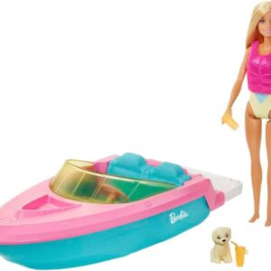 Barbie Pop en Boot Speelset – Drijft op Water, Hondje & Accessoires, Cadeau voor Kinderen 3–7