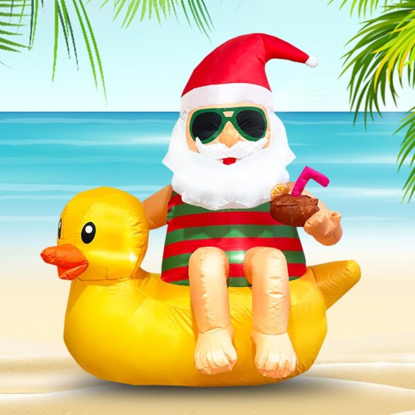 Inflatable Santa on Duck