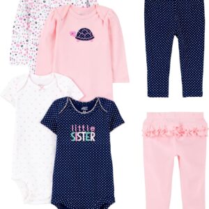 Simple Joys by Carter’s Baby Meisjes 6‑delige Rompers & Broekenset – Katoen, Maat 3–6 Maanden